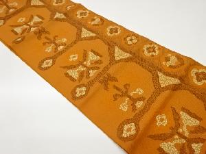 本場筑前博多変わり横段に抽象花葉模様織出し名古屋帯